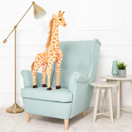 Stor plyschgiraff, mjukisdjur, 90 cm, gul, present