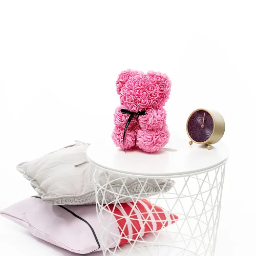 Rose Bear, Made of Artificial Roses, Flower Gift, 25 cm, ​​Pink, Onis