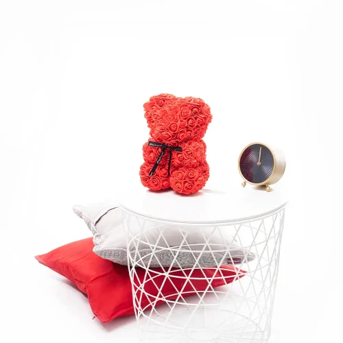 Rose Bear, Made of Artificial Roses, Flower Gift, 25 cm, ​​Red, Onis